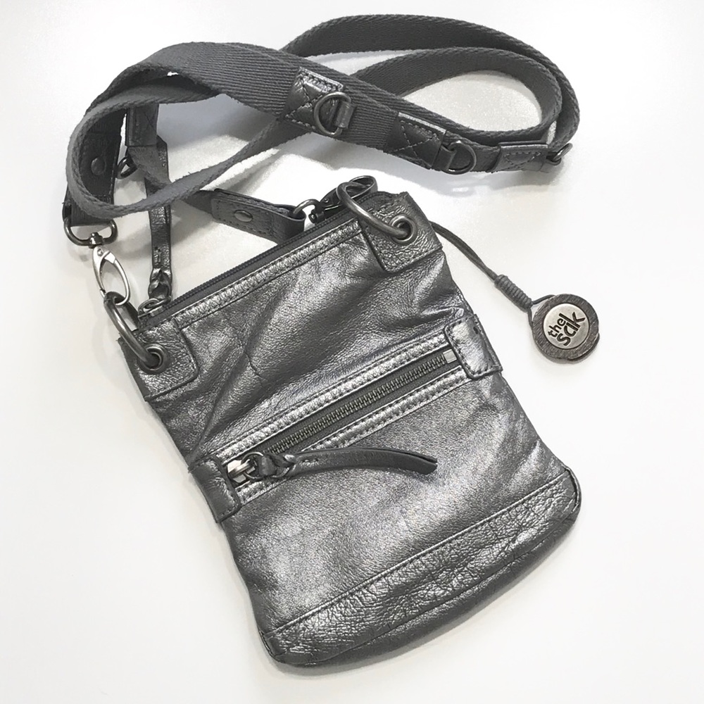 The Sak Metallic Gray Crossbody Bag